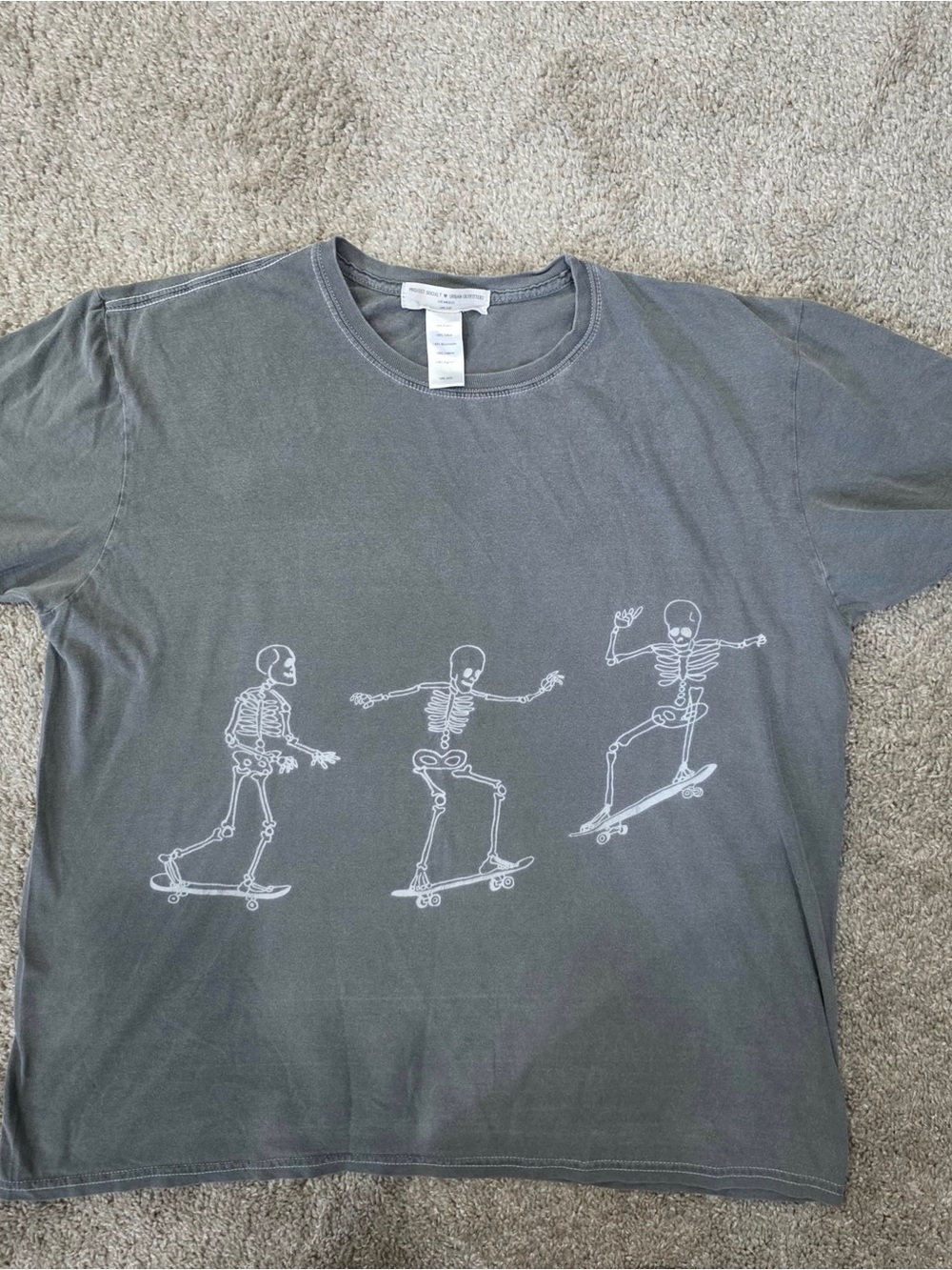 Project Social T Gray Tee with White Skateboard Skeletons